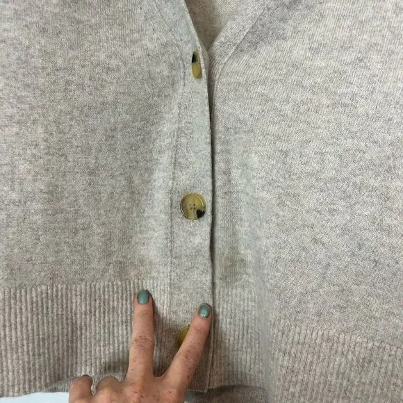 Everlane Womens Cropped Cashmere Cardigan Sweater Oatmeal Gray Canvas Heather S - Picture 8 of 15